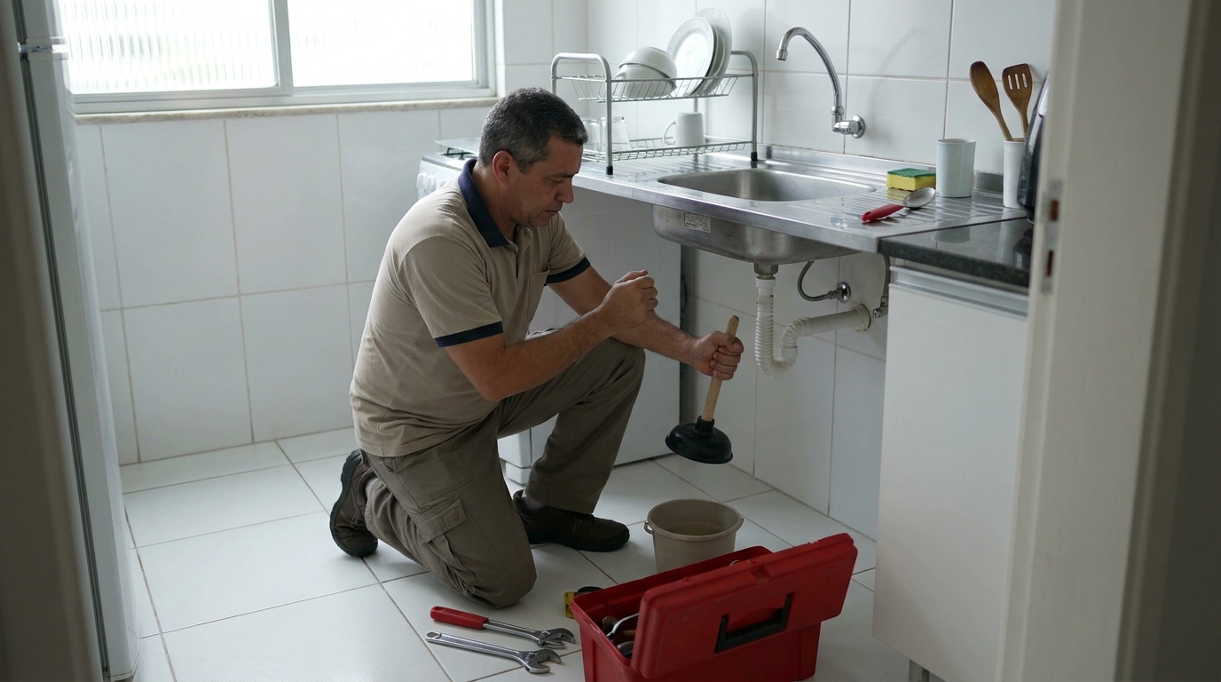 Desentupimento de pia residencial em Campinas‑SP